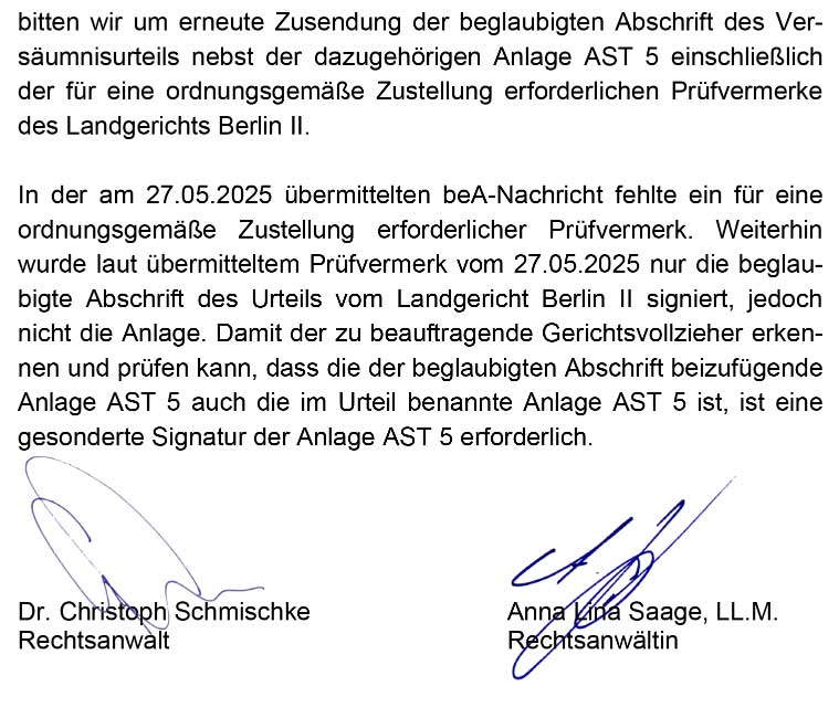 pruefvermerk-kanzlei-hoecker-landgericht-berlin-ast5 Die Kanzlei Höcker (Medienrecht, Köln) verweist am 03.06.2025 auf das unvollständige Urteil
